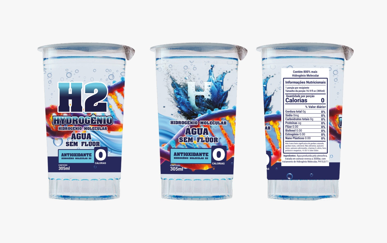 PROMOÇÃO 16 Copos HIDROGENIO MOLECULAR SEM FLUOR PH10 305ML