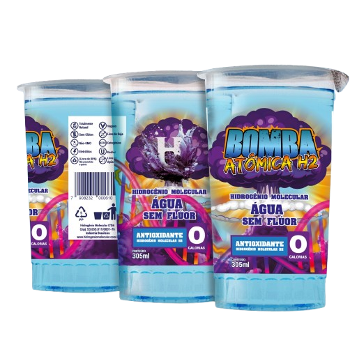 9 Copos Bomba Atômica - HIDROGENIO MOLECULAR PH10 305ML