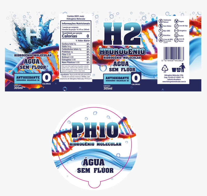 PROMOÇÃO 16 Copos HIDROGENIO MOLECULAR  SEM FLUOR PH10 305ML